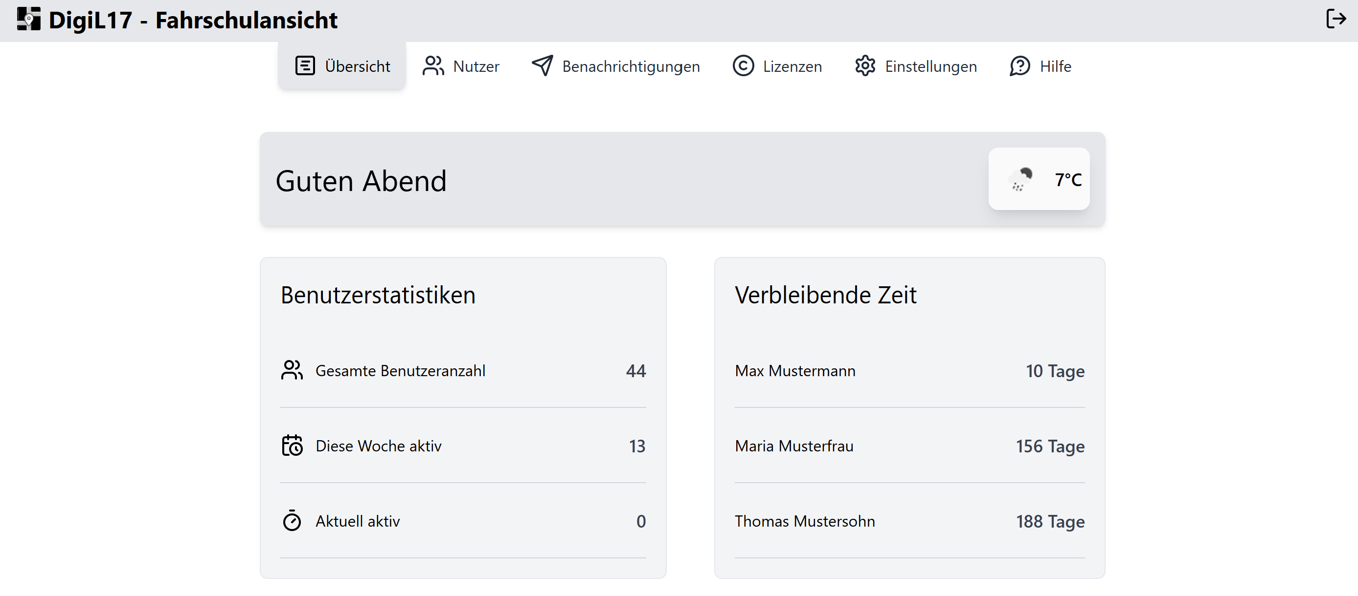 Fahrschul-Dashboard